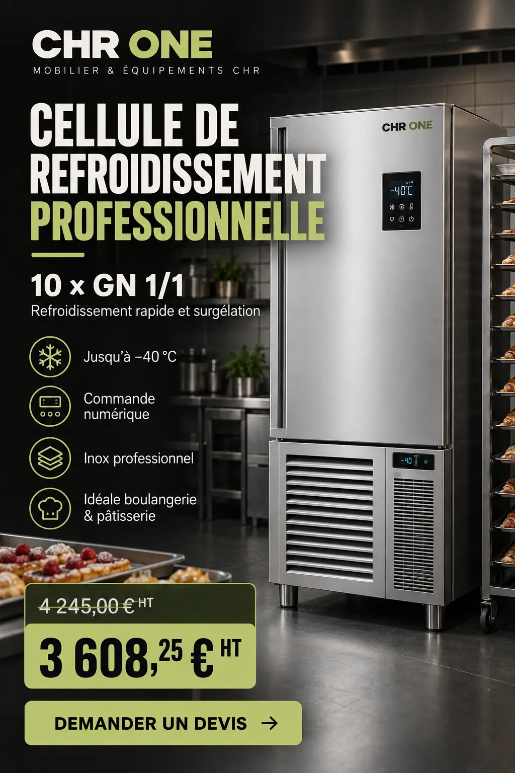 Cellule de refroidissement 10 × GN 1/1 — 3 608 € HT